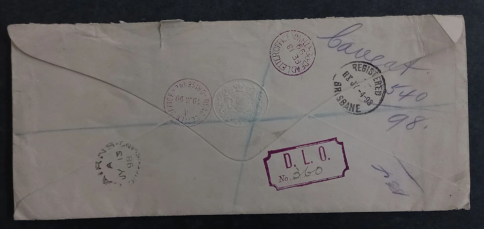 Thumbnail: 1898 Western Australia OHMS Cover Land Titles Department Perth to Cairns DLO