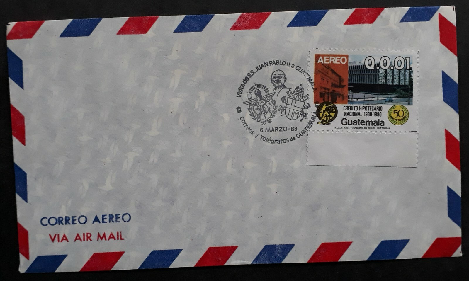 1983 Guatemala Airmail Cover ties 0.01Q Stamp cd Guatemala