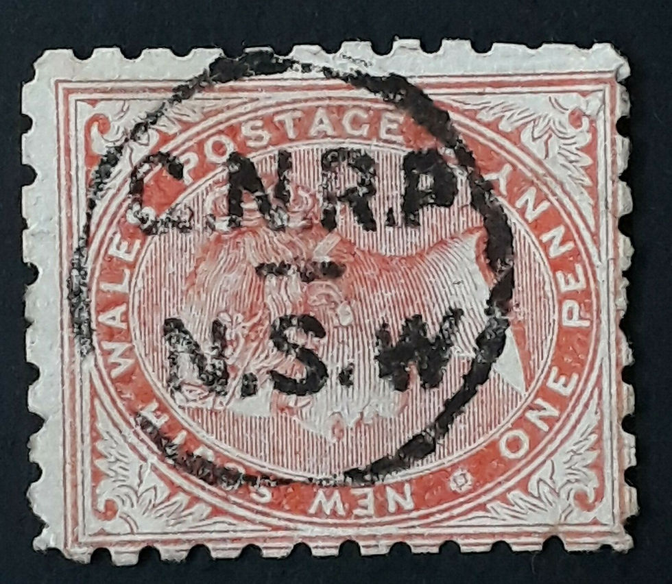 Thumbnail: Rare Undated NSW Australia 1d red DeLaRue stamp G.N.R.P N.S.W. Postmark