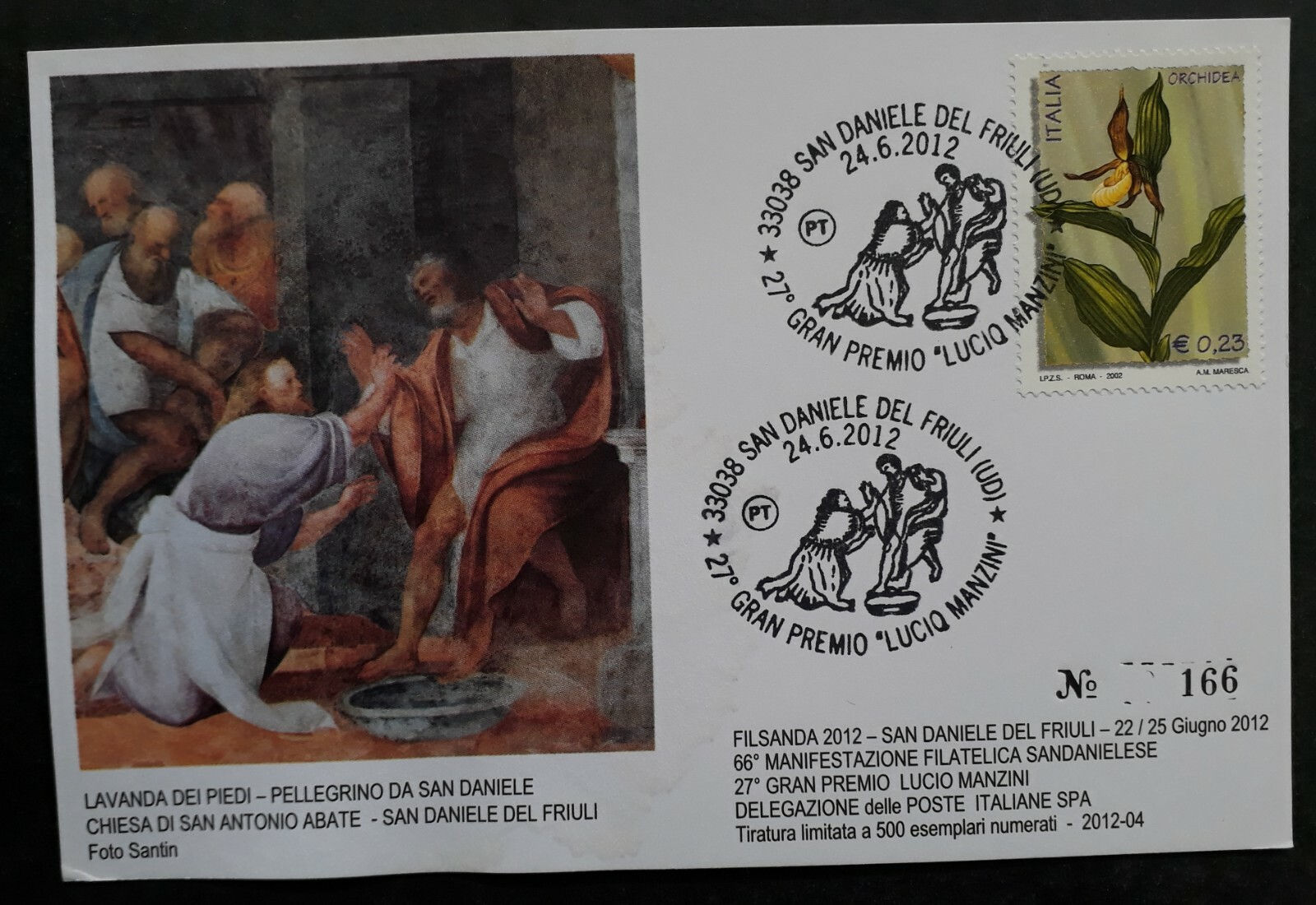 2012 Italy Washing of the Feet Postcard ties 0.23 Euro stamp cd San Daniele