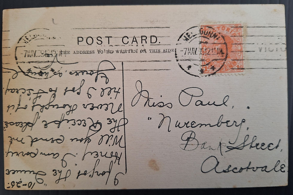 Thumbnail: 1912 Australia VIC Postcard-David Copperfield ties 1d stamp cd Melbourne