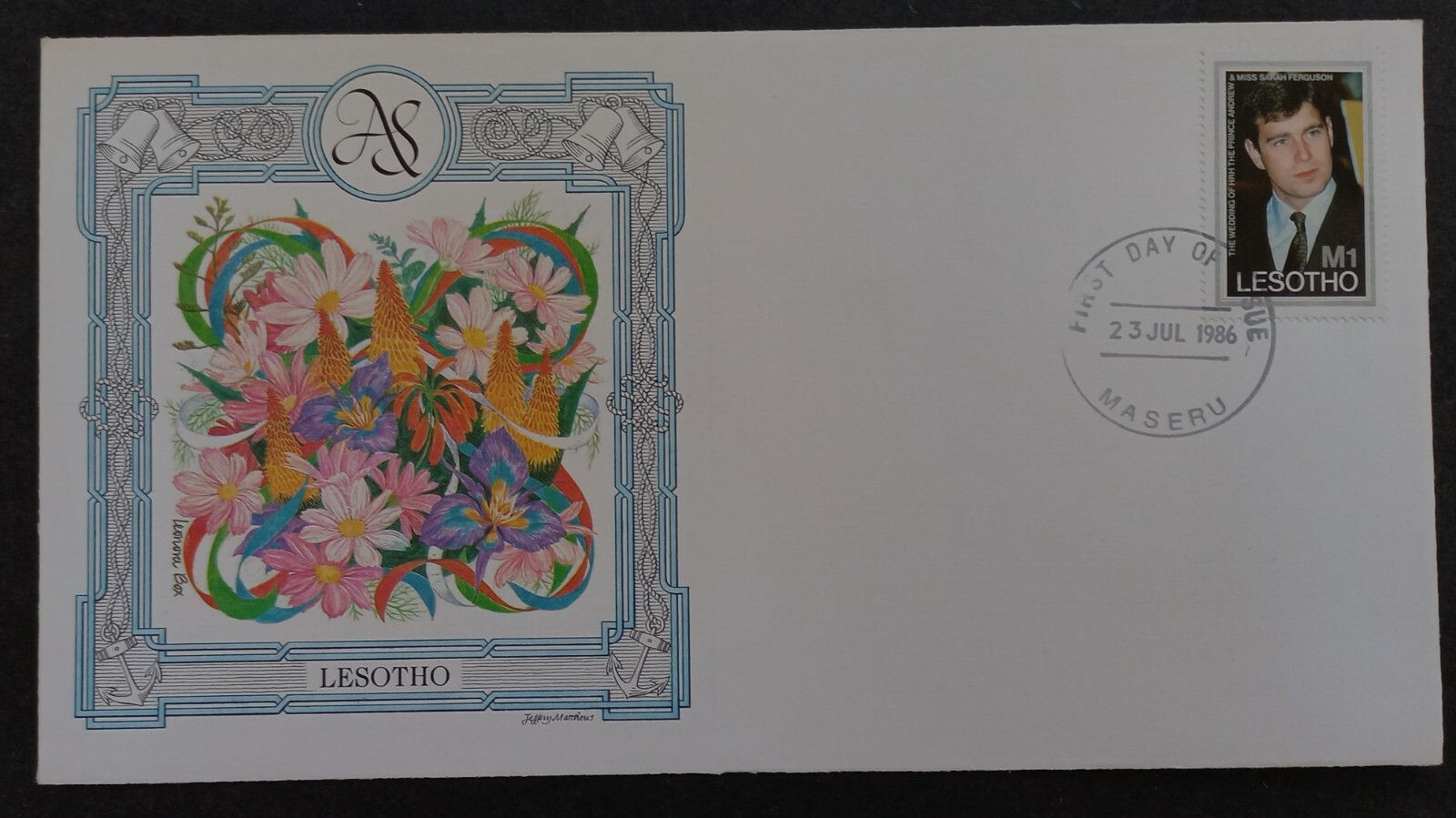 1986 Lesotho Royal Wedding FDC ties 1M Stamp cd Maseru