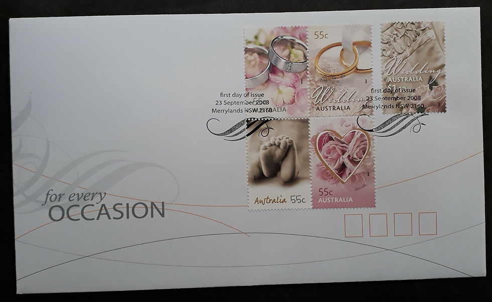 2008 Australia For Every Occasion FDC ties 5 stamps cd Merrylands