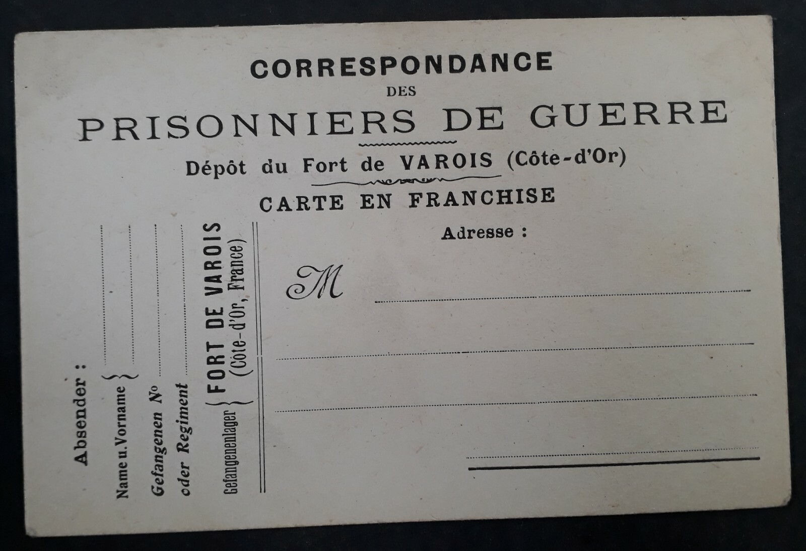 c.1914 France Fort de Valois Prisoner of War Postcard Châlons sur Marne