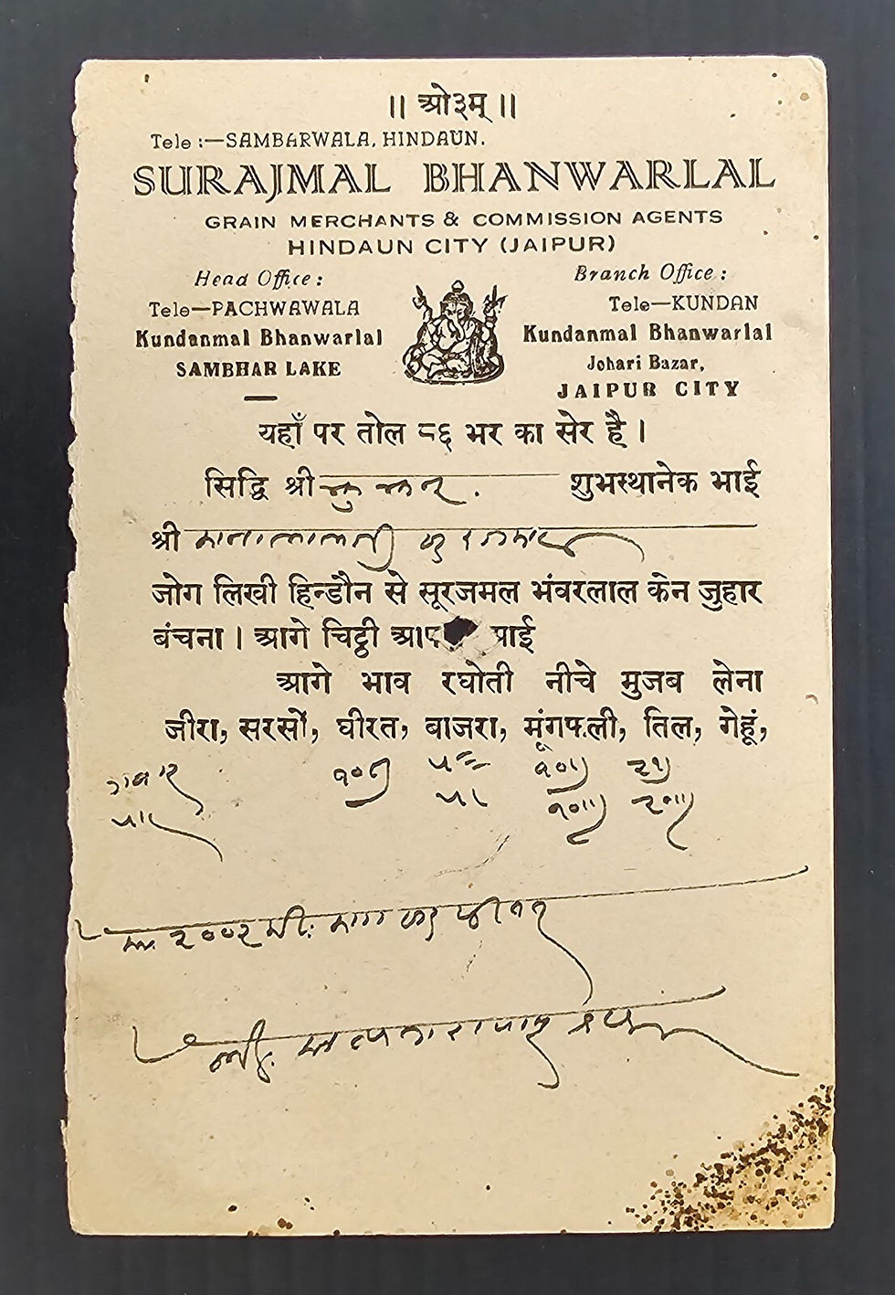 Thumbnail: 1945 India (Jaipur) 1/2A Stamped Postcard cd Hindaun-Jhunjhunu