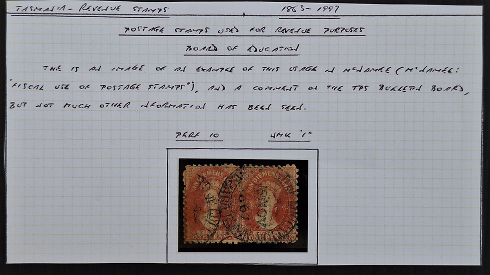 1867 Tasmania Australia Pair 1d Carm Chalon Head Stamps Board Education Hobar