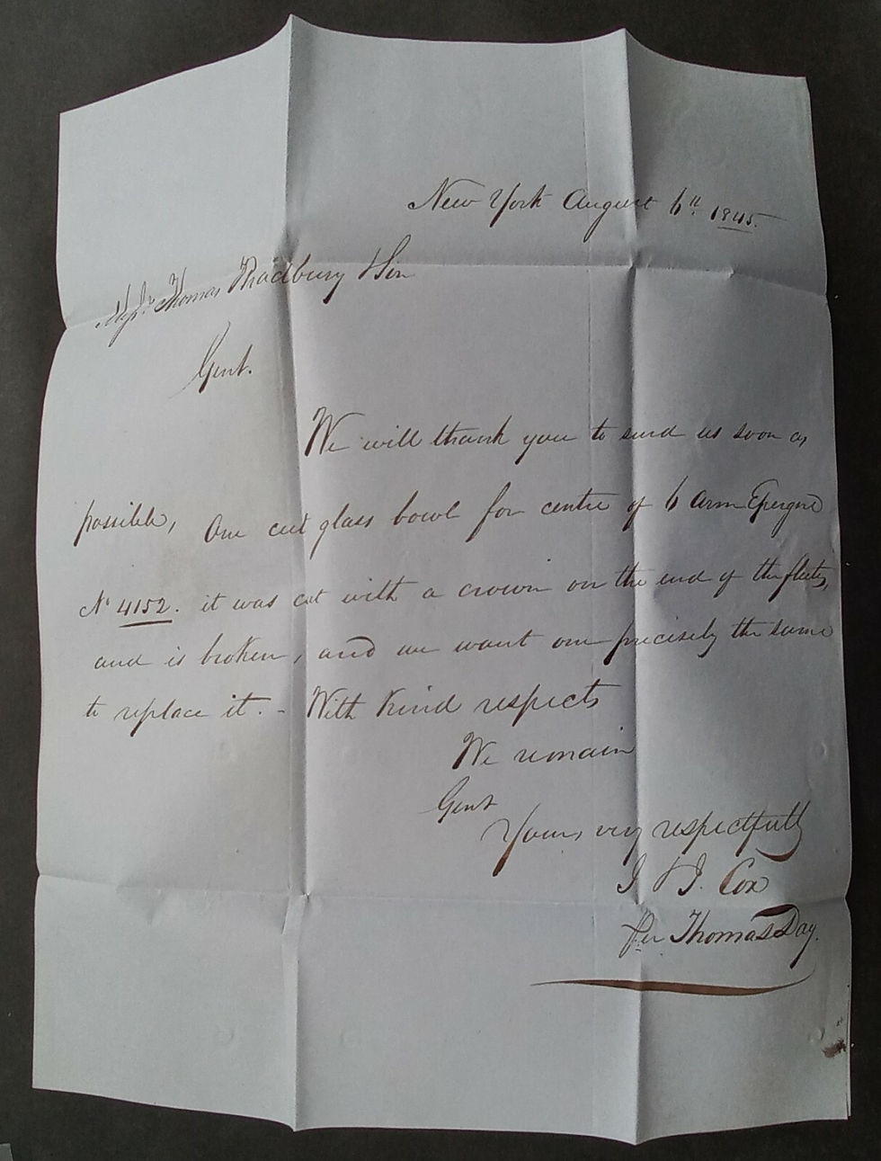 Thumbnail: 1845 United States Folded Entire Letter New York to Sheffield UK