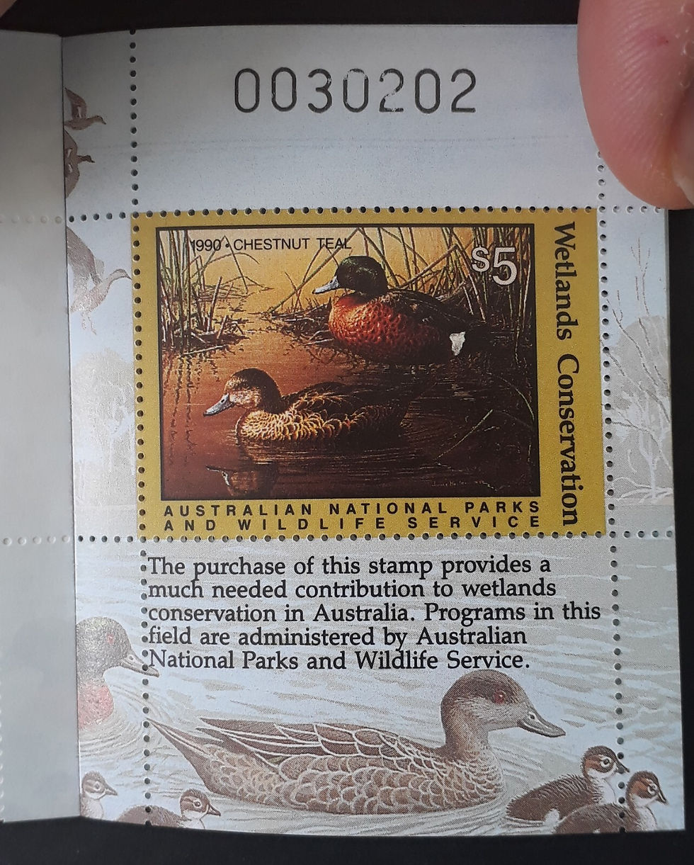 Thumbnail: Unusual 1990 Australia Booklet of 20X$5.00 Wetlands Conservation Duck stamps