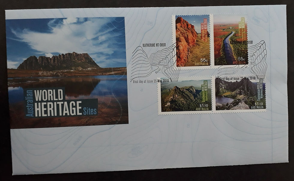 2010 Australia World Heritage Sites FDC ties 4 stamps cd Katherine NT