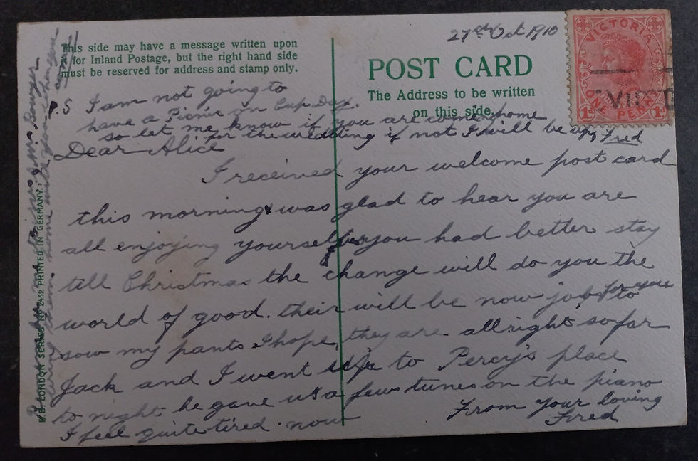 Thumbnail: 1910 Australia Victoria B B London Postcard-Till you get it ties 1d Stamp