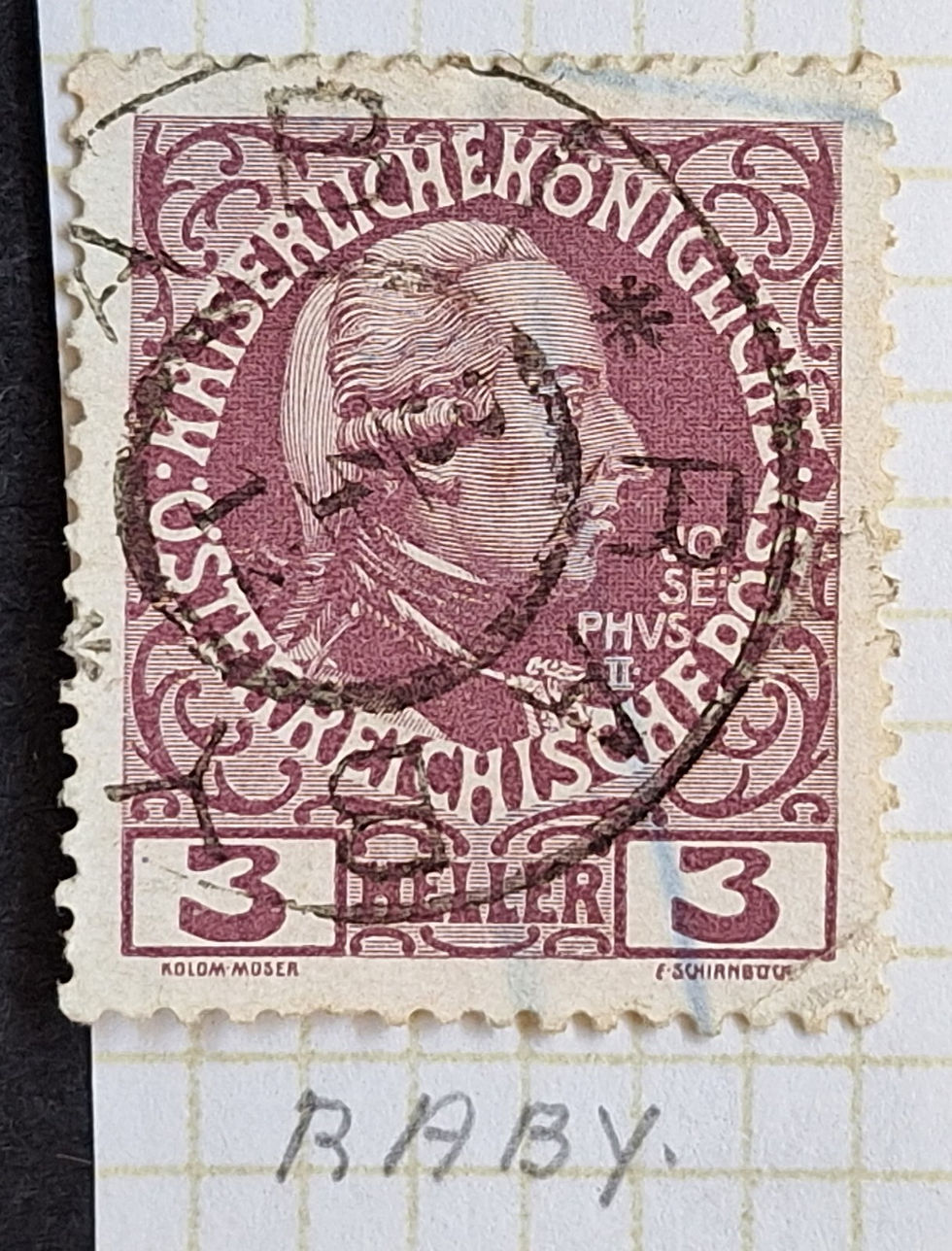 1912 Austria 3H Franz Josef I Commemoration Stamp cd Raby