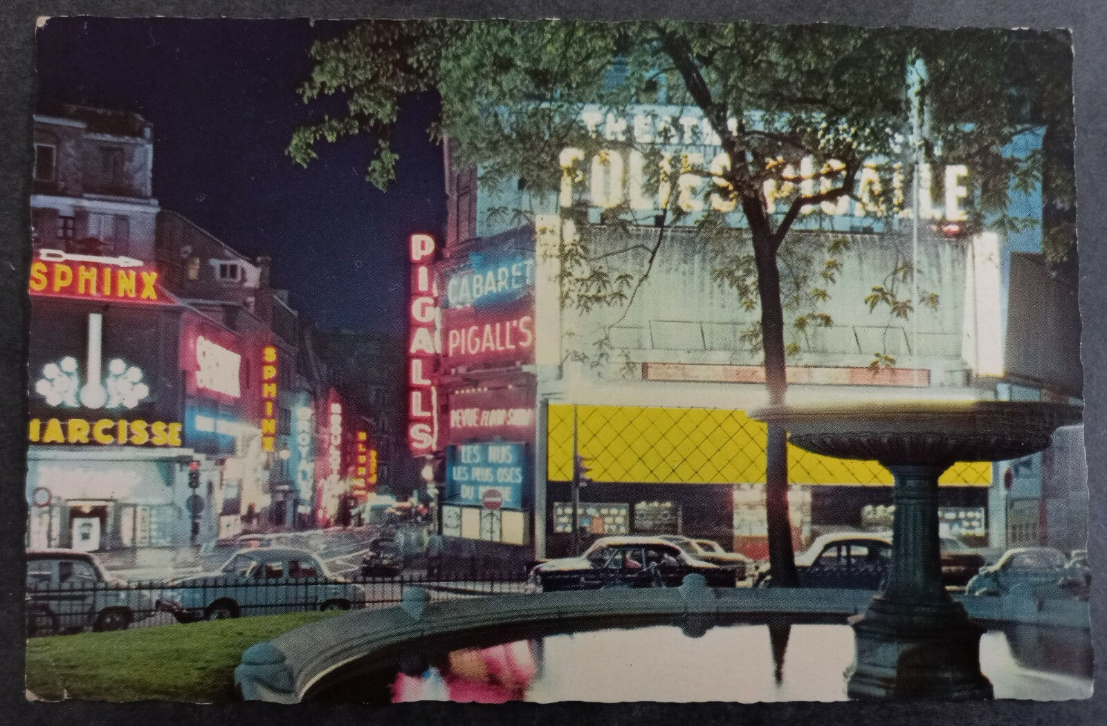 Undated France Postcard-Pigalle Place & Cabarets Used w cachet