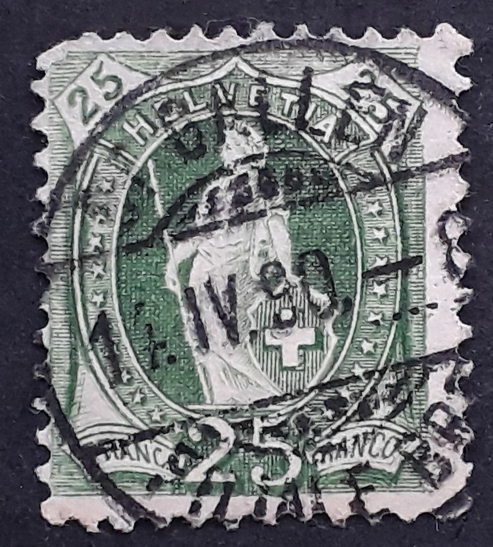 1890 Switzerland 25c green Helvetia stamp with St Gallen cancel