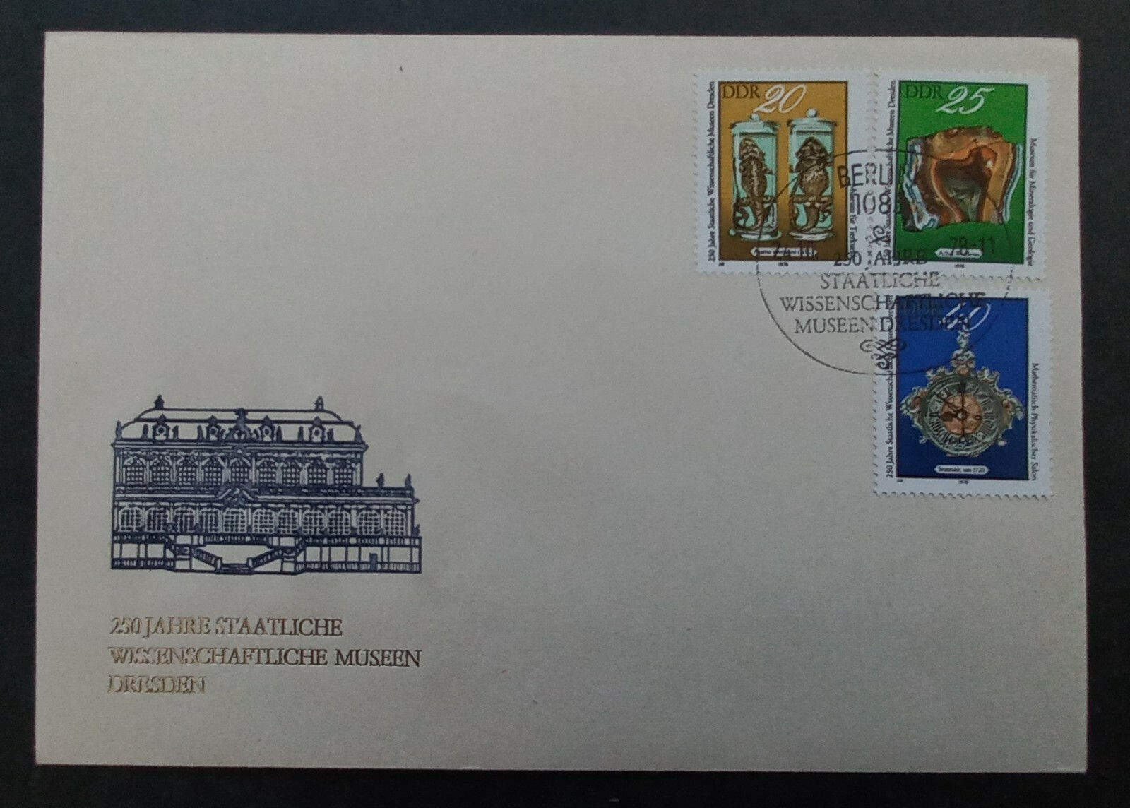 1978 Germany (DDR) Dresden Science Museum FDC ties 3 Stamps cd Berlin