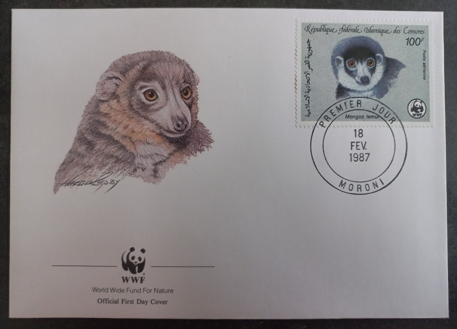 1987 Comoro Islands World Wildlife Fund FDC 100Fr Stamp cd Moroni