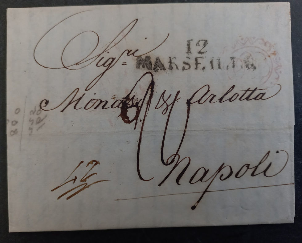1816 France Folded Letter sent from Marseille to Naples with AGDP cds