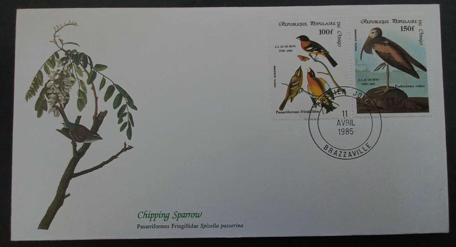 1985 Congo Rep. John Audubon World Birds FDC 2 stamps cd Brazzaville