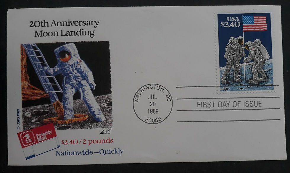 1989 United States 20th Anniv Moon Landing FDC ties $2.40 stamp