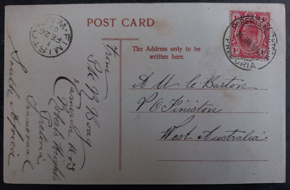 Thumbnail: 1907 Transvaal Postcard-Church Street East ties 1d stamp cd Robertsham