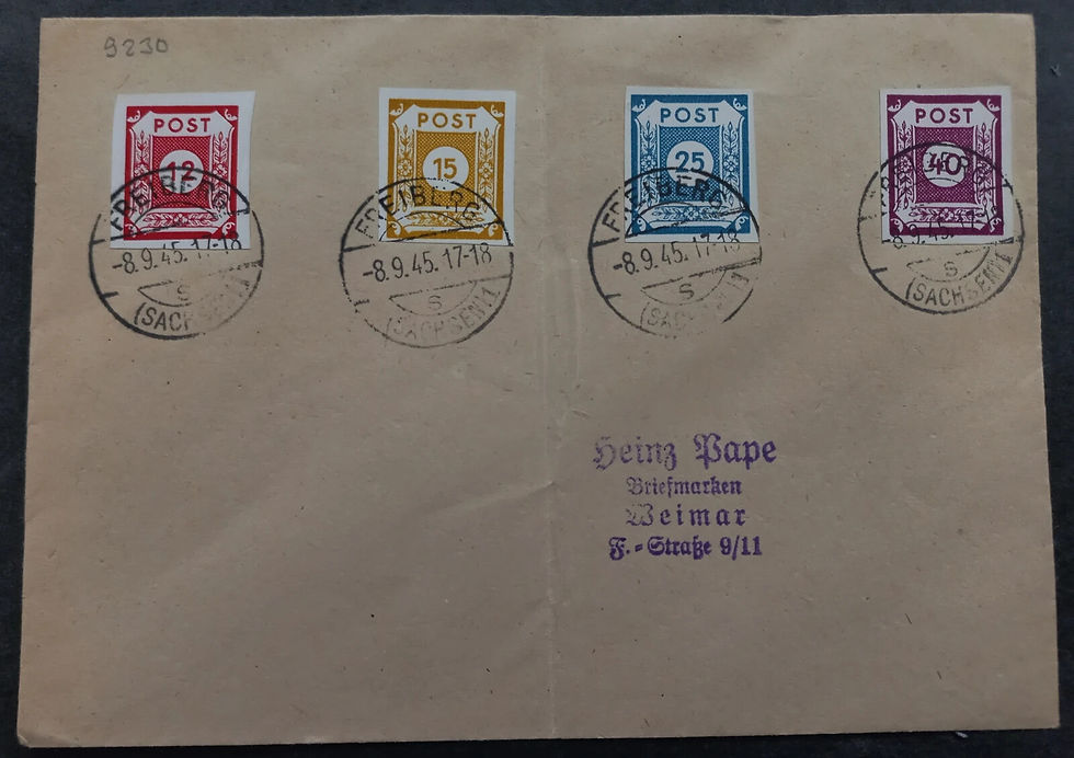 RARE 1945 Germany (East Saxony Soviet Zone) ties 4 stamps Freiburg