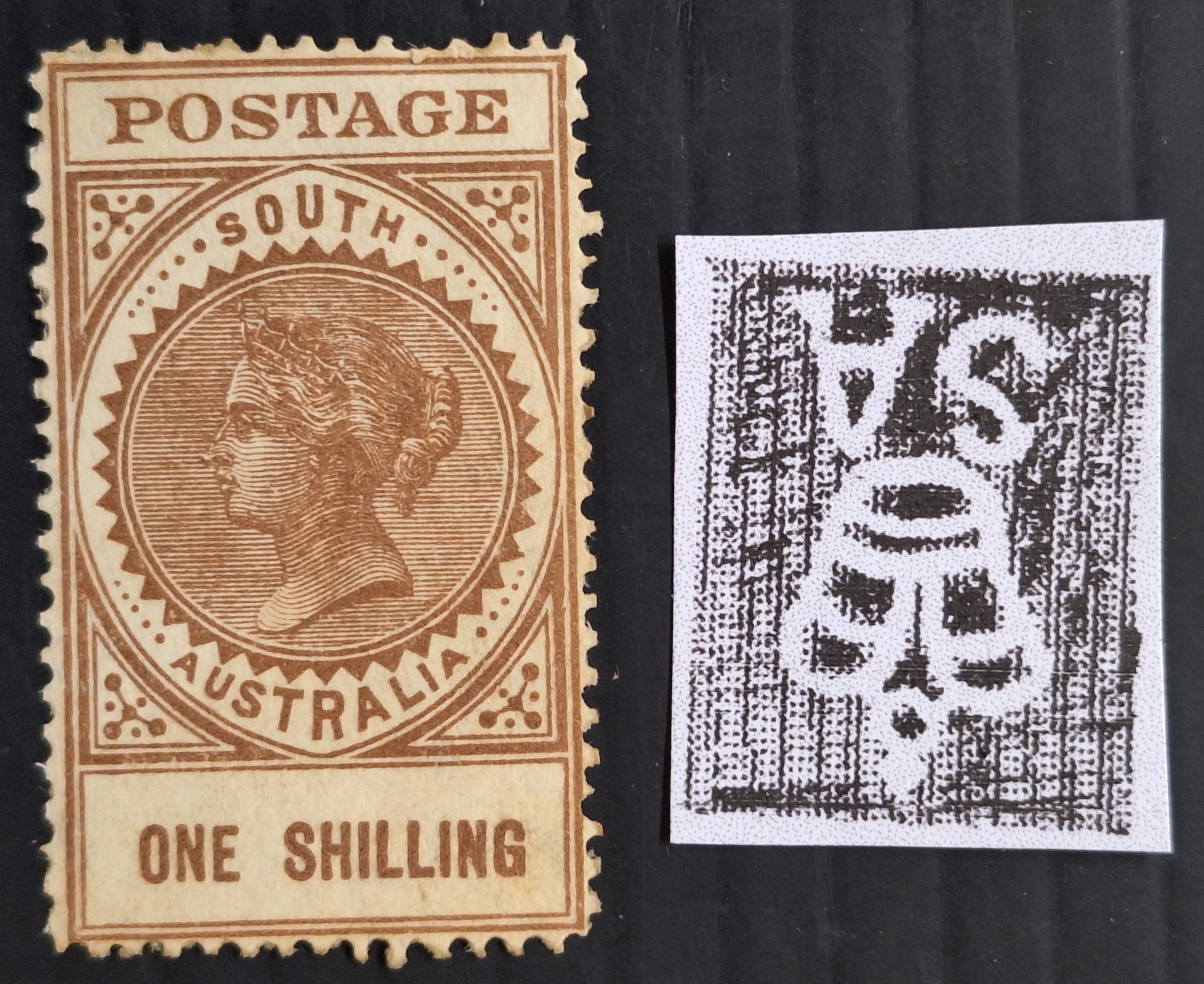 1904 South Australia 1/- Grey Bn Long THICK POSTAGE Stamp WMK Crn/SA INVERT Mint