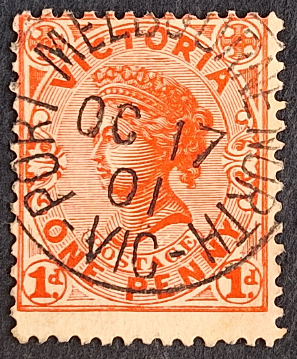 1901 Victoria Australia 1d Rose red QV Postage stamp Framed PORT MELBOURNE NORTH