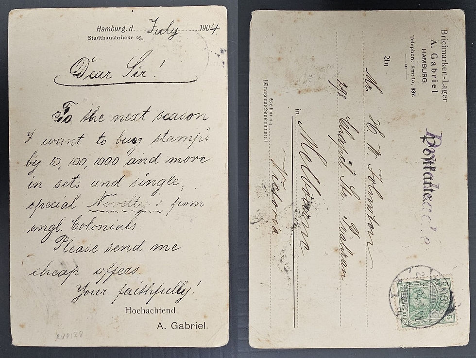 1904 Germany Postcard ties 5pfg stamp cd Hamburg-Melbourne