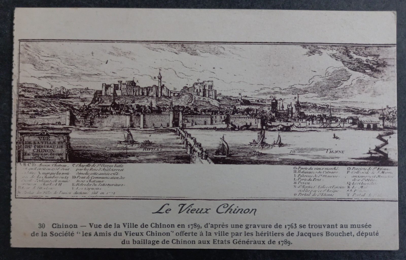 Undated France Postcard-Old City Chinon Unused No Stamp