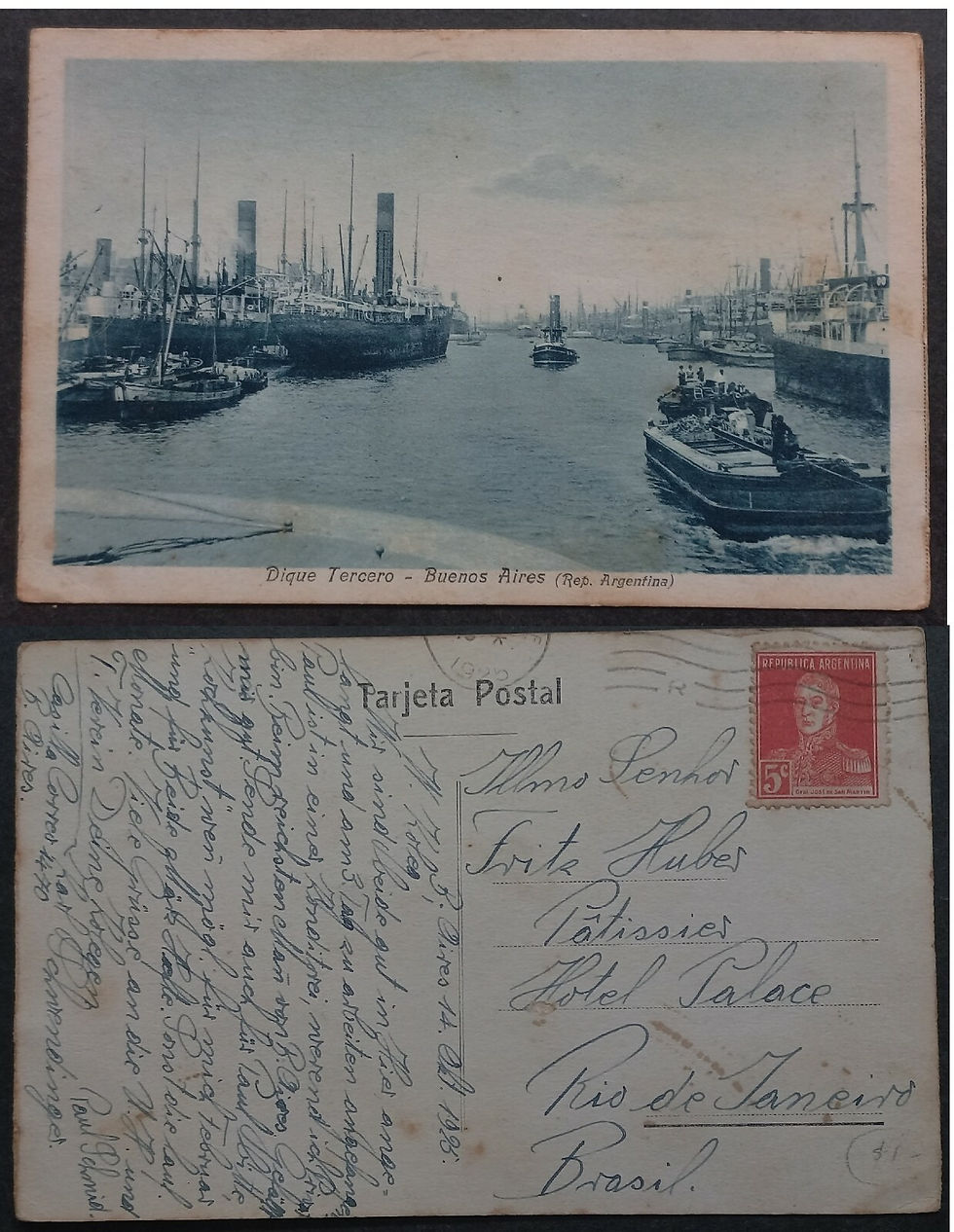 1925 Argentina Postcard-Third Dam, Buenos Aries ties 5c Stamp to Rio