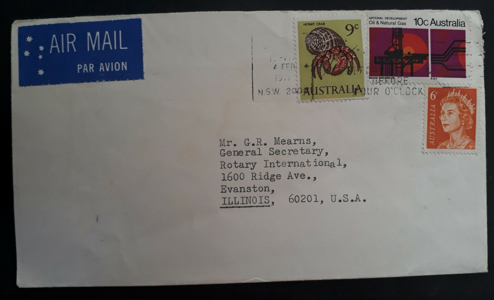 1971 Australia Airmail Cover ties 3 stamps to Evanston Illinois USA