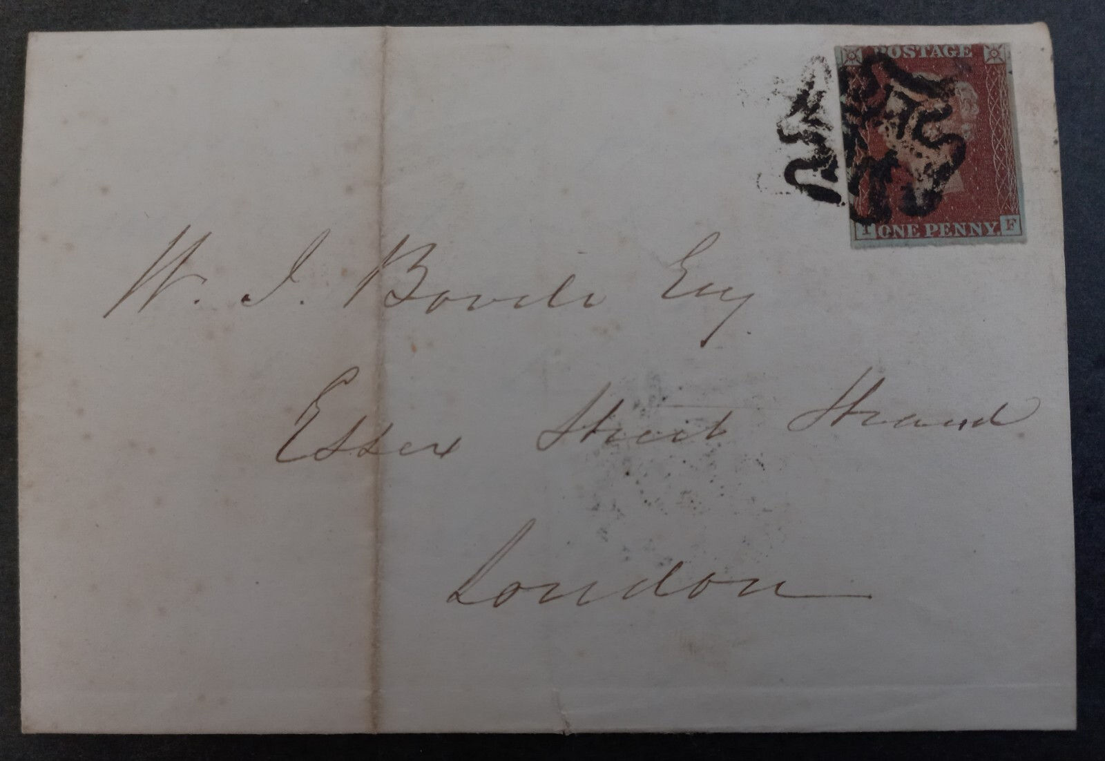 1842 Great Britain Entire ties Red Penny Stamp cd Newport-London