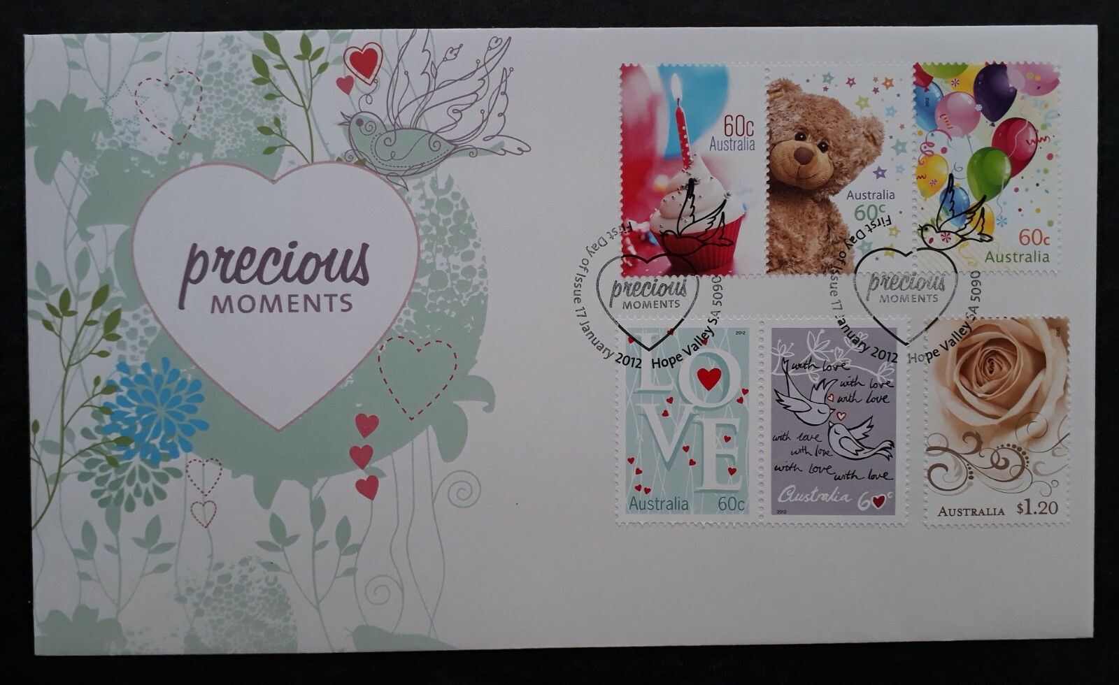 2012 Australia Precious Moments FDC ties 6 stamps cd Hope Valley