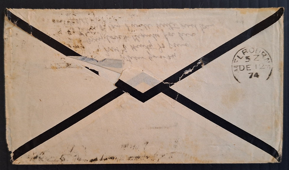 Thumbnail: 1874 Great Britain Mourning Cover ties 2 QV stamps canc London NW17 to Australia