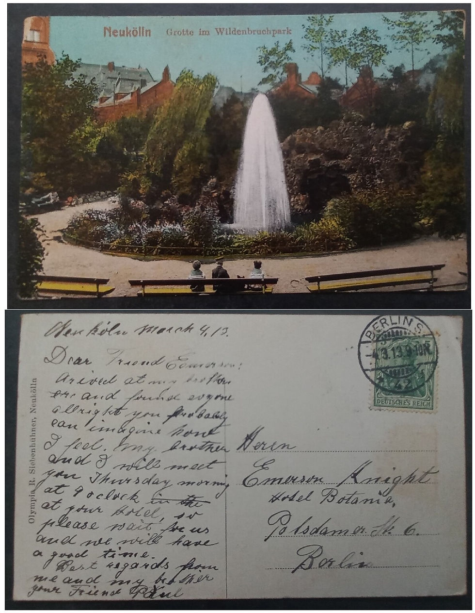1913 Germany Postcard-Wildenbruchpark Grotto ties 5Pfg Stamp cd Berlin
