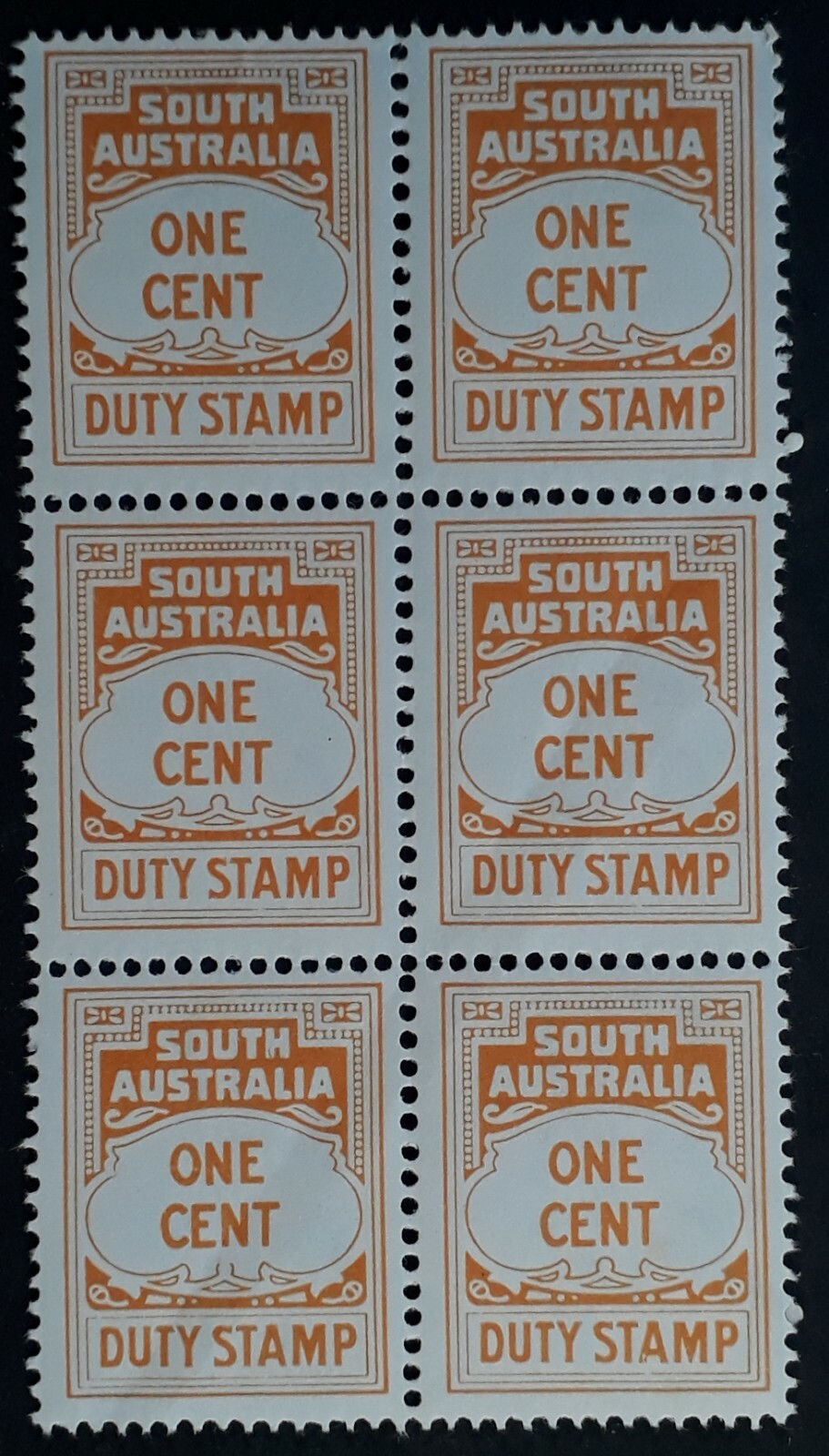 1966 South Australia Blk 6X1c Orange Brown Duty Stamps MUH