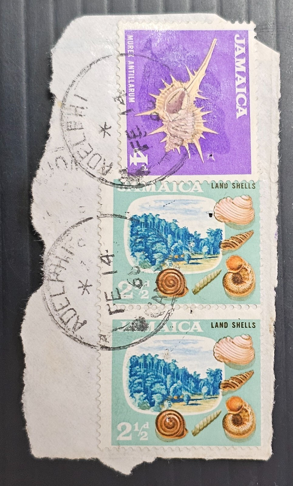 1965 Jamaica 3 stamps on piece cd Adelphi