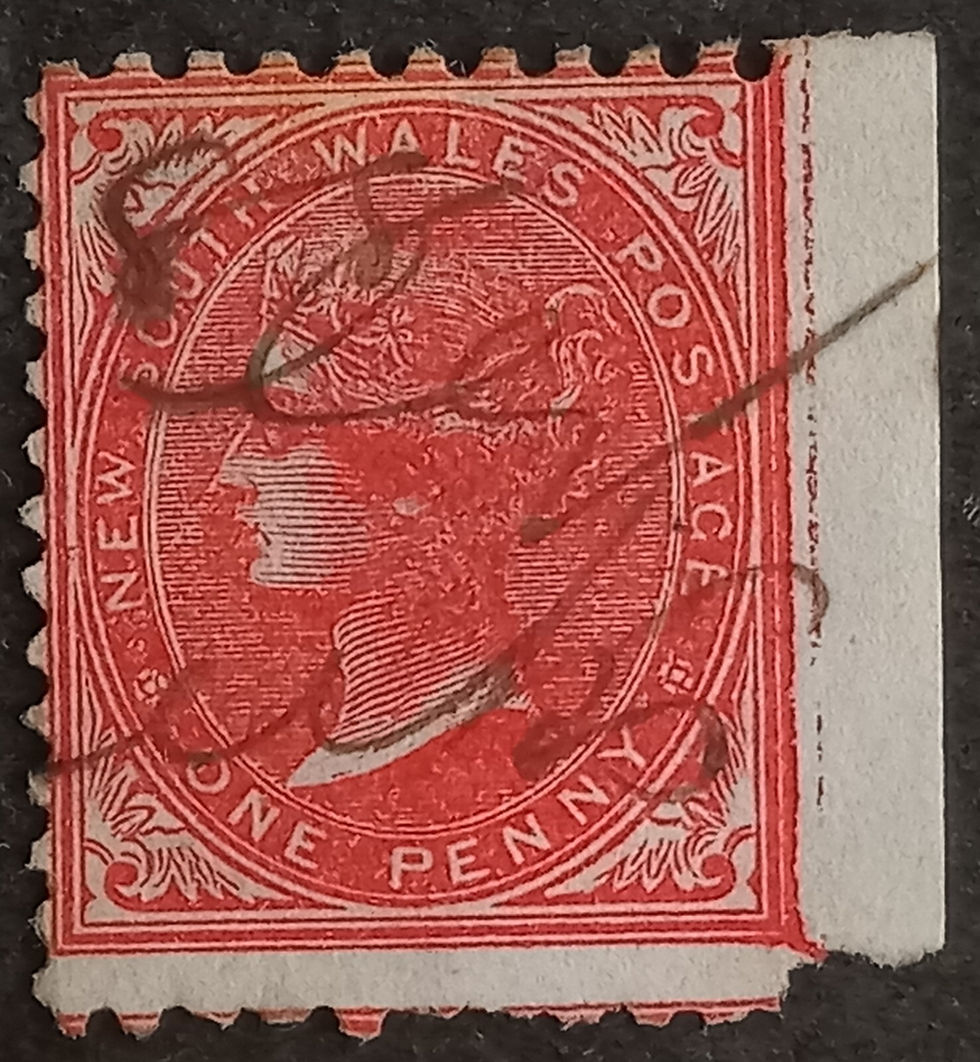 c1885 NSW Australia 1d Scarlet DeLaRue stamp P11x12 used WMK Dble Line R