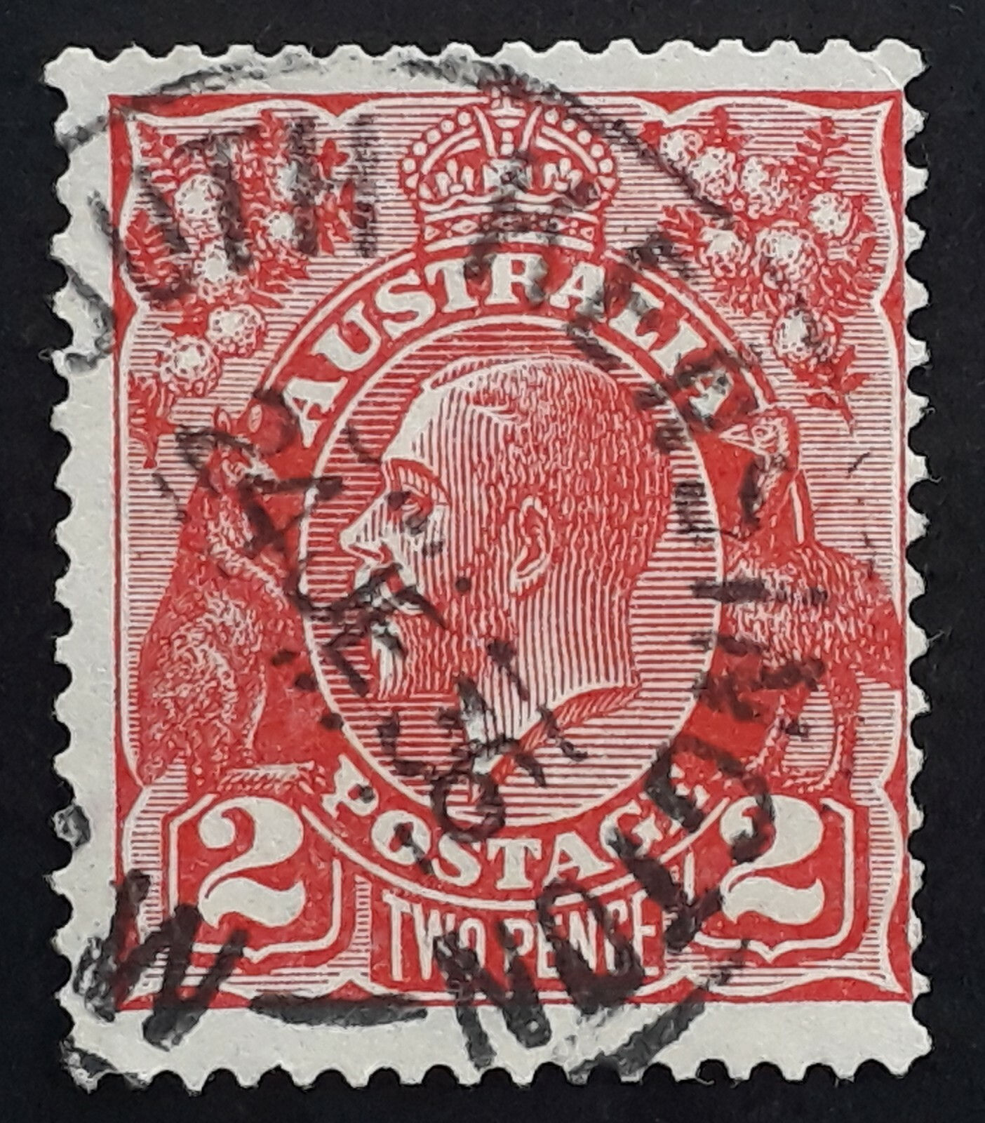 1936 Australia 2d Red KGV stamp Used SOUTH KENSINGTON N.S.W Postmark