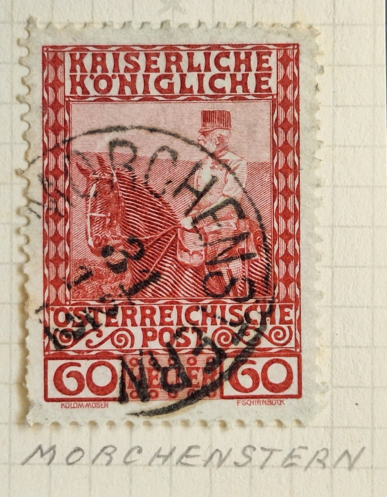 1912 Austria 60H Franz Josef I Commemoration Stamp cd Morchenstern