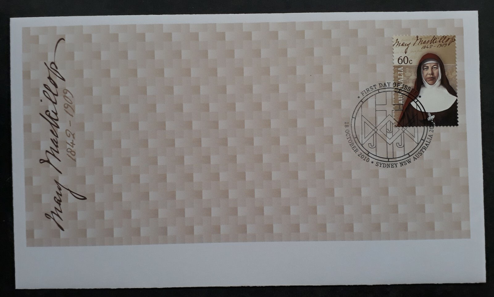 2010 Australia Mary MacKillop FDC ties 60c Stamp cd Sydney NSW