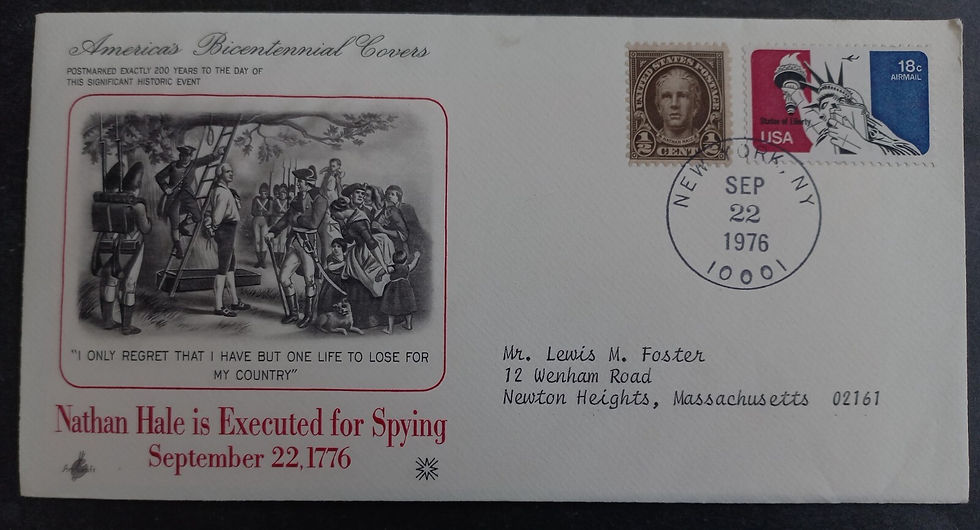 1976 United States Bicentennial Cover 2 Stamps cd New York-Newton Heights