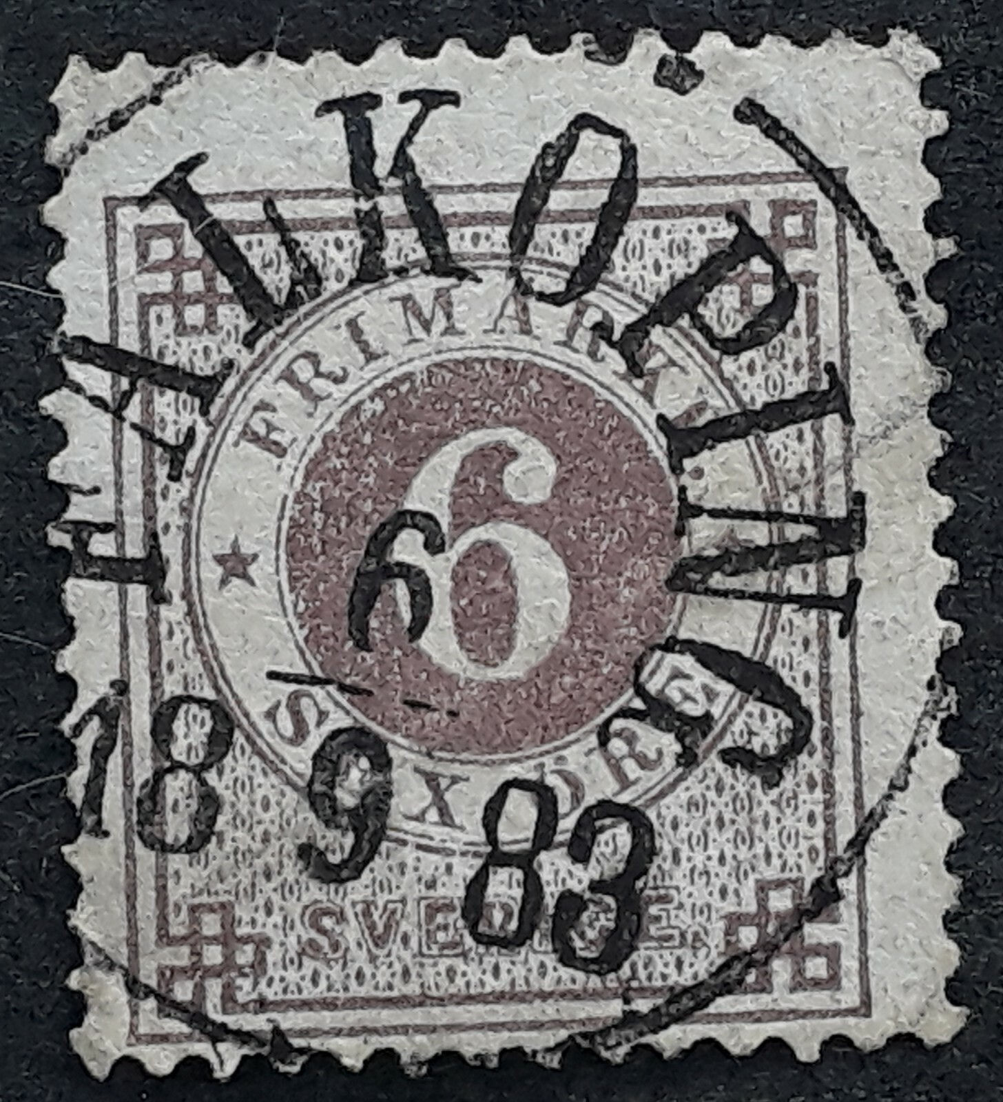 1883 Sweden 6 ore violet Numeral stamp cancelled Falkoping