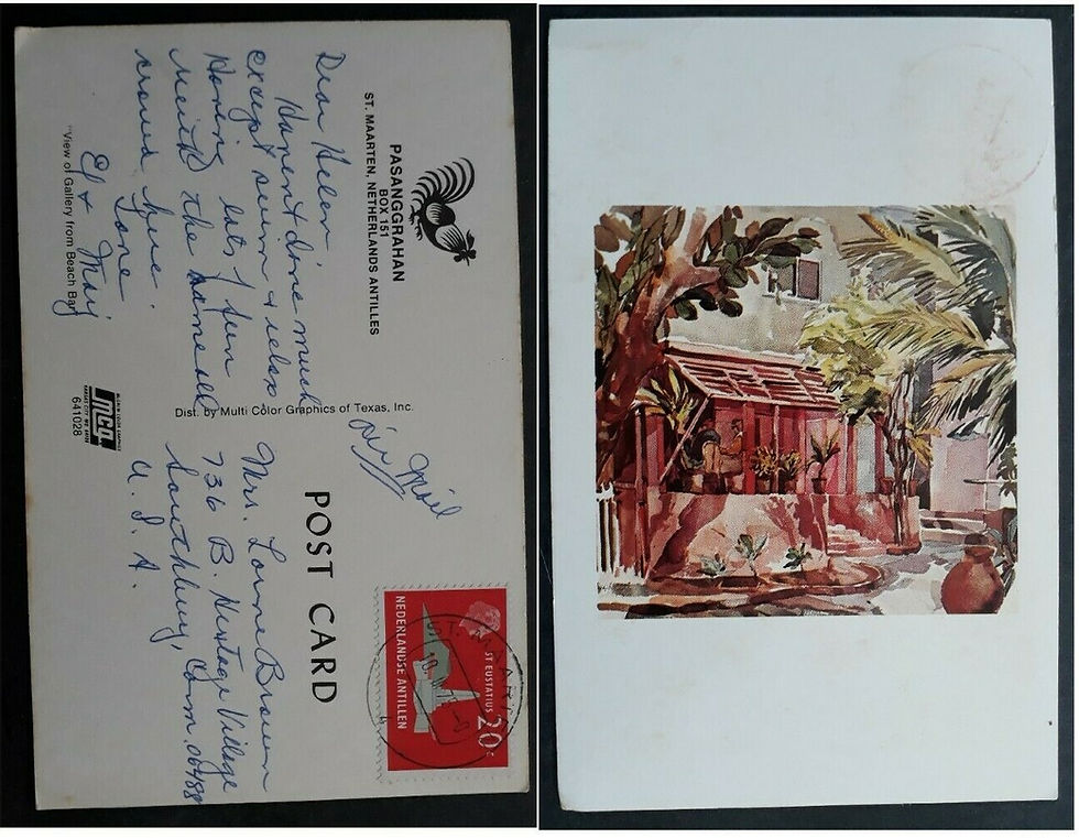 1975 Netherlands Antilles Postcard-Gallery View ties 20c Stamp cd St Maarten