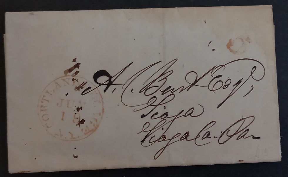 1830 United States Folded letter sent from Cortland NY to Tioga Pa
