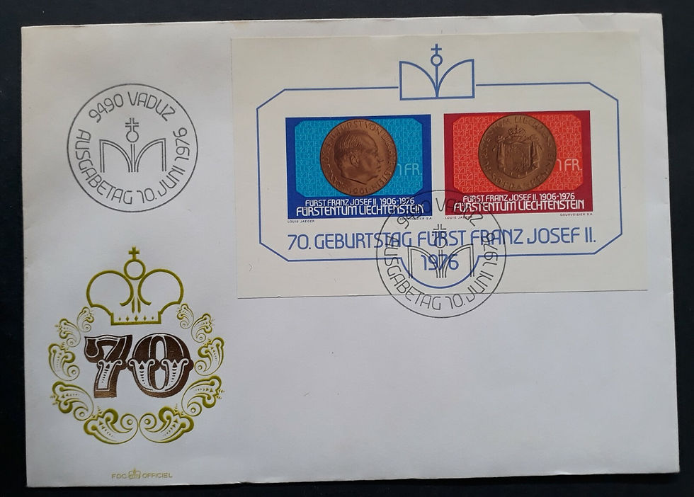 1976 Liechtenstein Embossed Prince Franz Joseph FDC ties 2 stamps cd Vaduz
