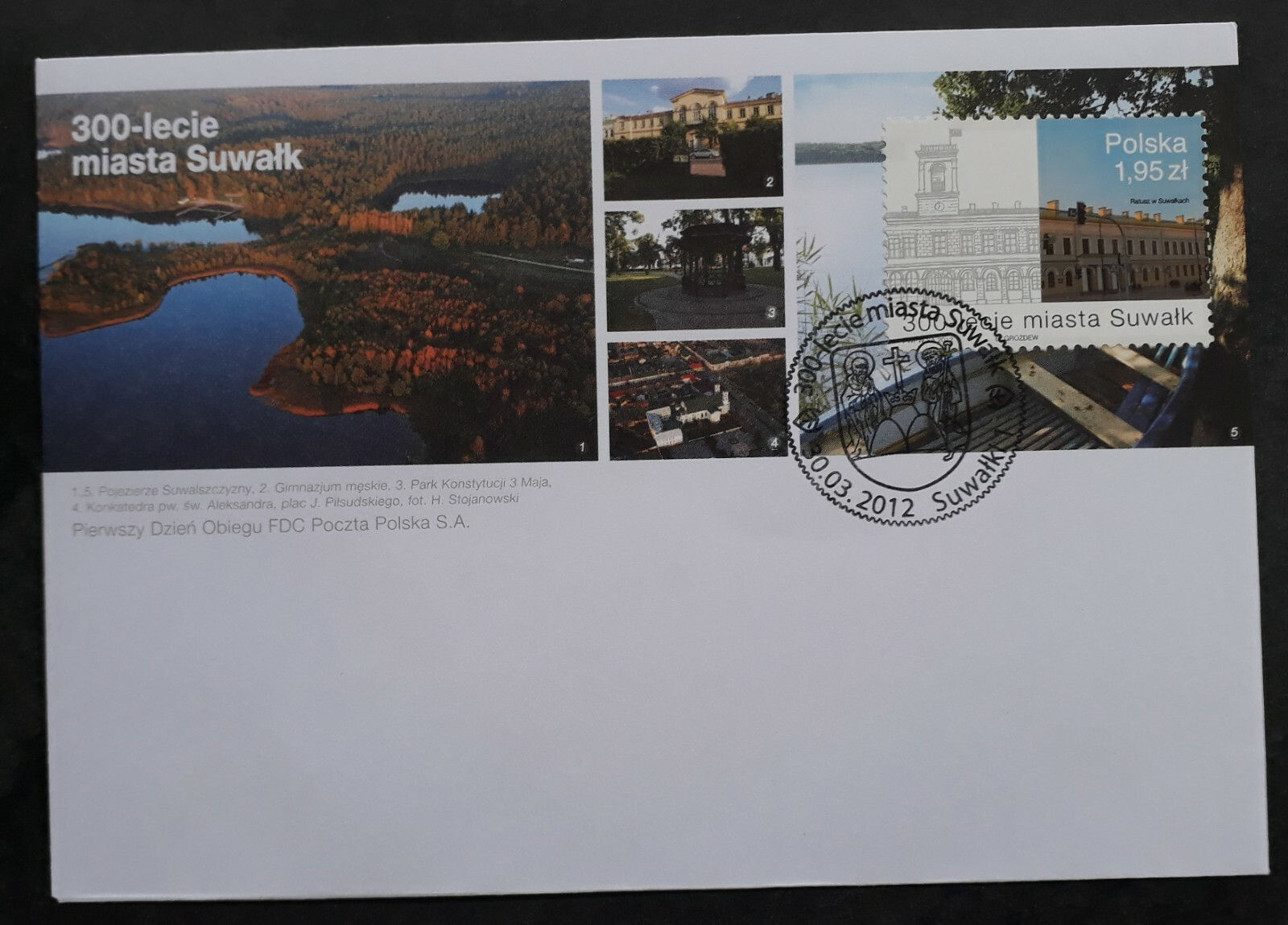 2012 Poland City of Suwałki Anniv FDC ties 1.95zt Stamps cd Suwałki