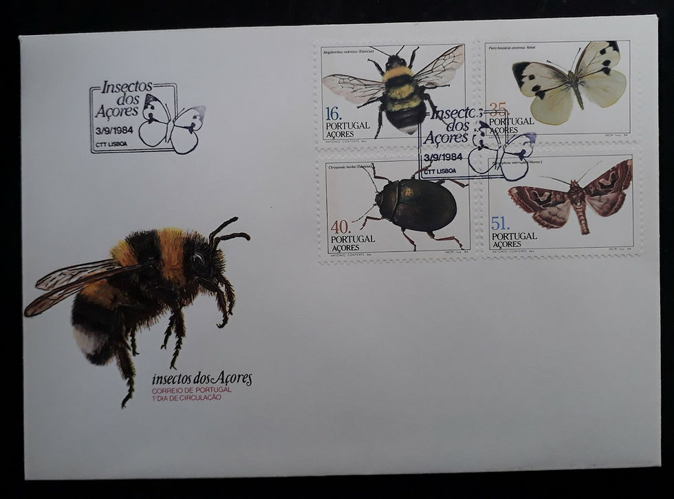 1984 Azores (Portugal) Insects FDC ties set of 4 stamps cancelled Azores
