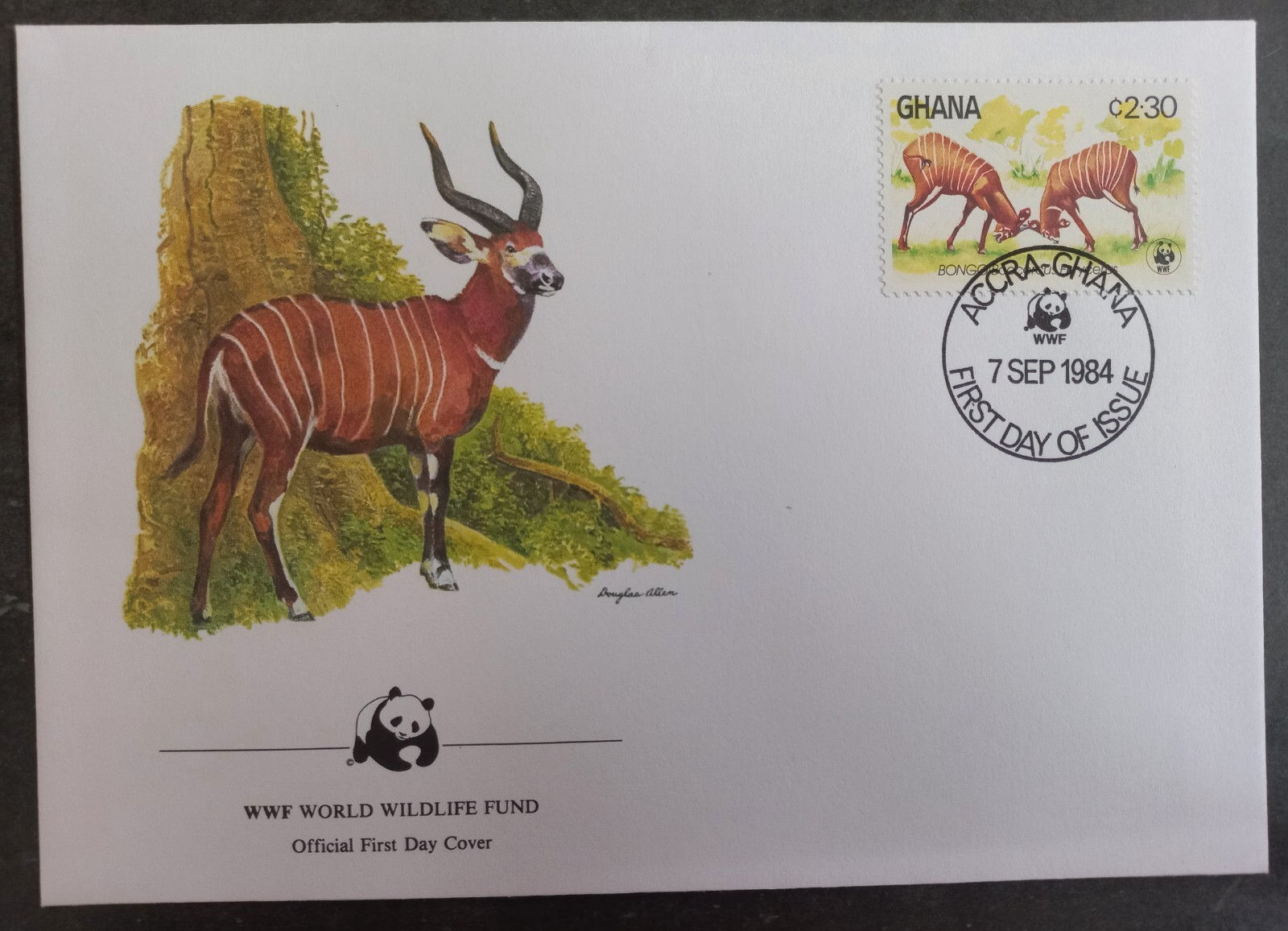 1984 Ghana World Wildlife Fund FDC ties 2.3c Stamp cd Accra