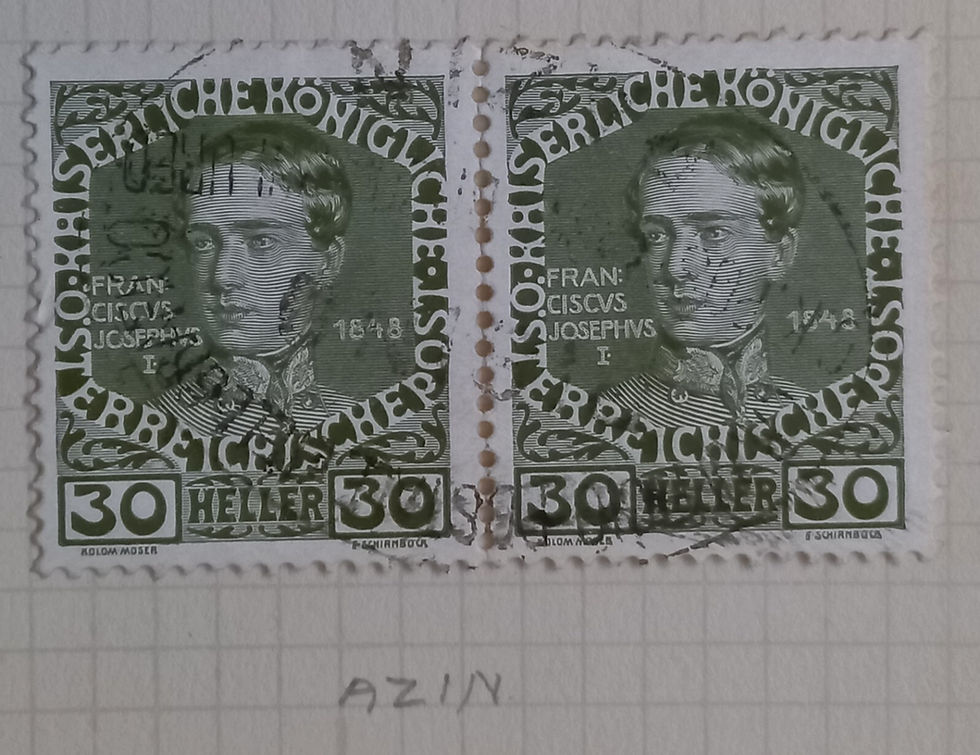 c. 1908 Austria 30H Franz Josef I Commemorative Stamp X 2 cd Pazin