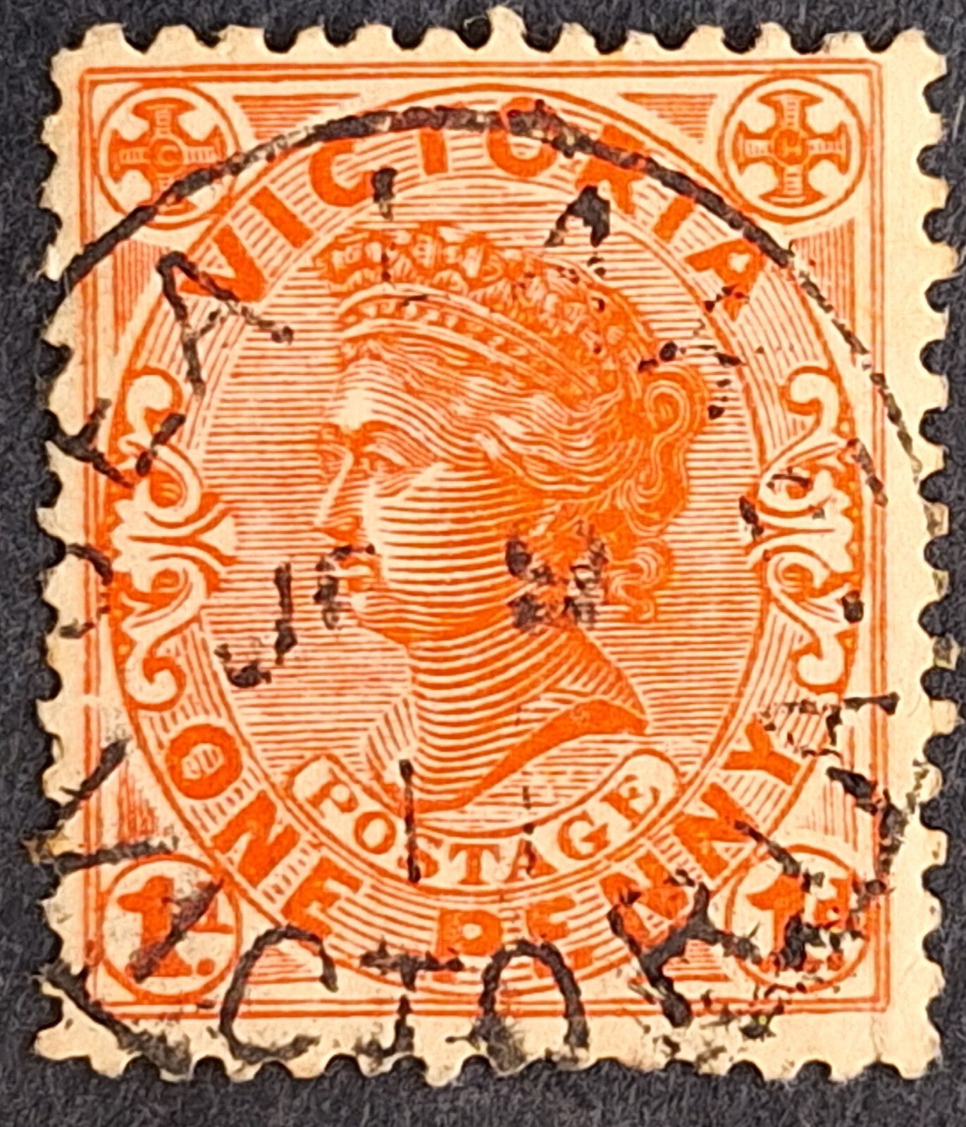 1911 Victoria Australia 1d Rose red QV Postage stamp Framed SEA LAKE VICTORIA PM